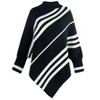 BLUEMING Women's Asymmetry Striped Cape Knit Sweater Top - Relaxed Batwing Sleeve Mock Neck Pullover - 4 of 4