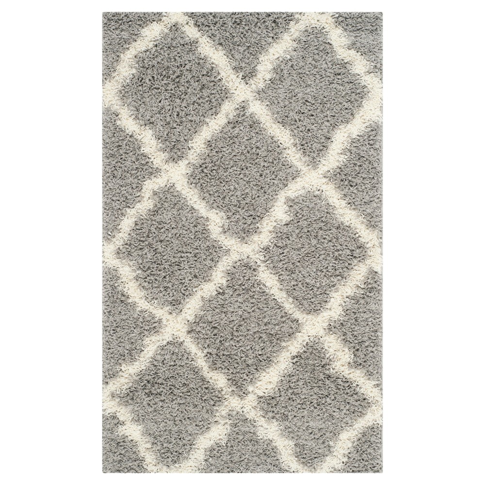 Gray/Ivory Geometric Shag/Flokati Loomed Area Rug - (4'x6') - Safavieh