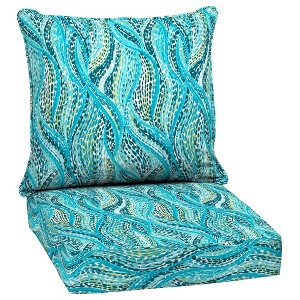 ARDEN Outdoor Deep Seat Cushion Set, 24 in x 24 in, Weather-Proof, Rain-Proof, Fade Resistant Patio Cushion for Chair, Sofa, and Couch Teal Ariel - 1 of 4