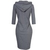 Women's Sweatshirt Dress 3/4 Sleeve Hoodie with Front Pocket Knee Length Slim Fit Pullover Hoodie Dress,Grey - M - 2 of 4