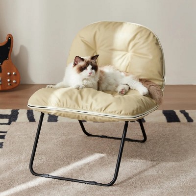 Folding Faux Leather Accent Chair, Pop-Chair for Indoor & Outdoor