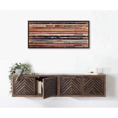 Vintage Vinyl Record Collection Framed Canvas Wall Art