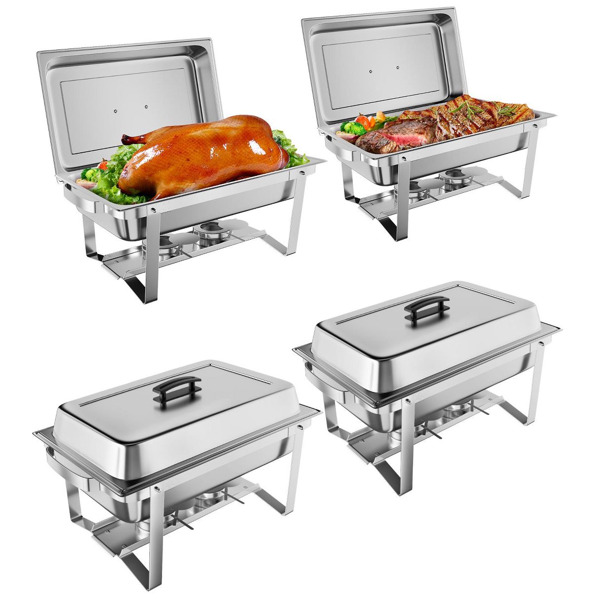 Garvee 8QT Stainless Steel Chafing Dish Set – Rectangular Buffet Warmer with Water Pan & Fuel Holder – Ideal for Parties,Weddings,Banquets, Catering