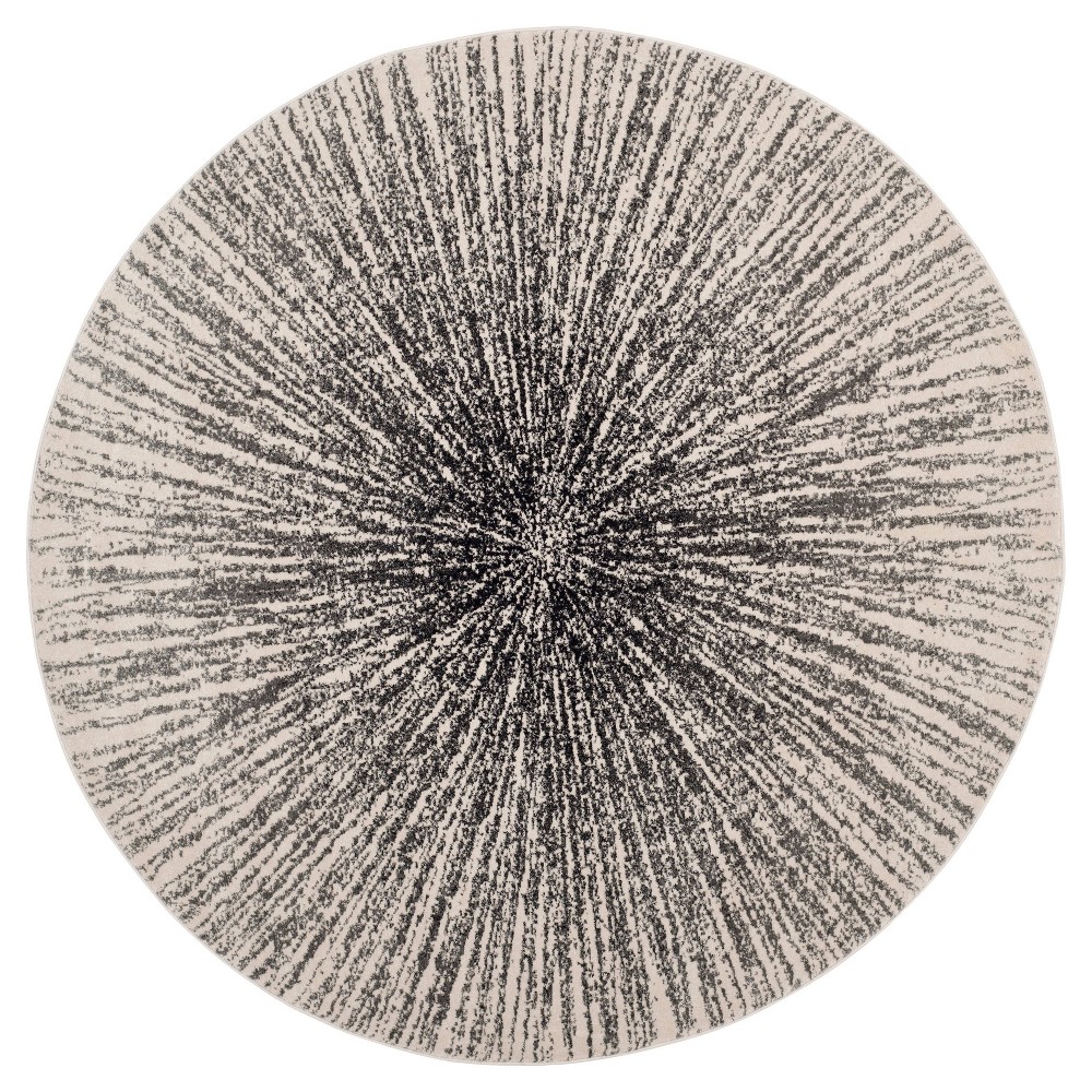 5'1in Round Marcell Burst Area Rug Black - Safavieh