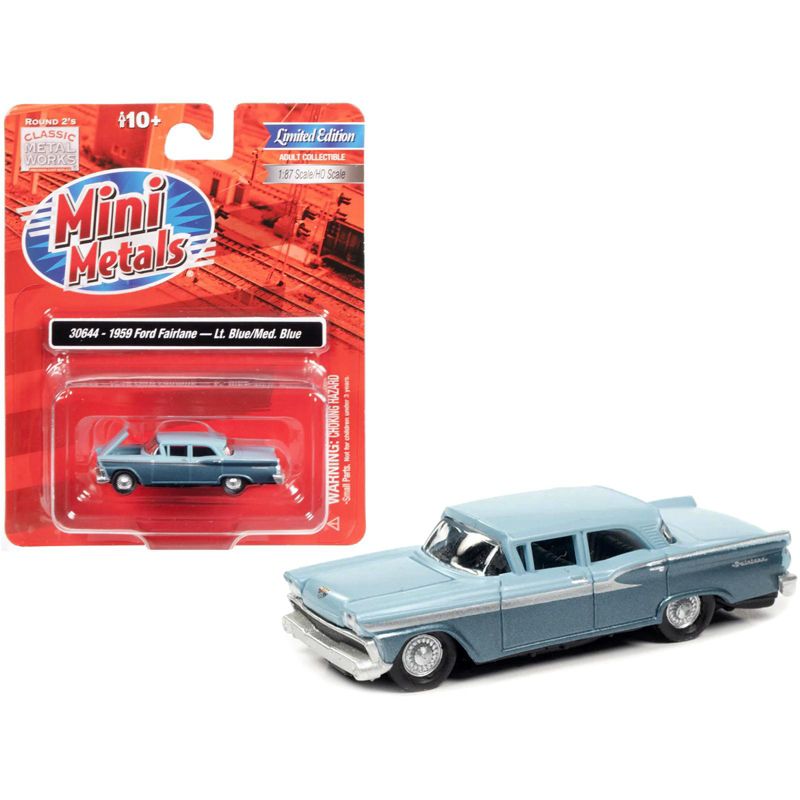 1959 Ford Fairlane Wedgewood Blue and Surf Blue Metallic Two-Tone 1/87 (HO) Scale Model Car by Classic Metal Works, 1 of 4