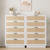 Rattan 5 Drawer Dresser, Tall Chest of Drawers with Metal Handles, Sturdy Wood Base, Bedroom Storage Organizer - 3 of 4