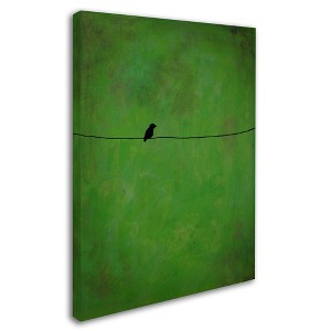 Trademark Fine Art -Nicole Dietz 'Lone Bird Green' Canvas Art - 1 of 3