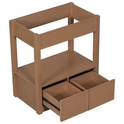 NicBex Bathroom Vanity without Sink Top/with Sink Top,Bathroom Sink Vanity with Open Shelf and 2 Drawers,Bathroom Sink Cabinet,Brown/Light Brown/Black