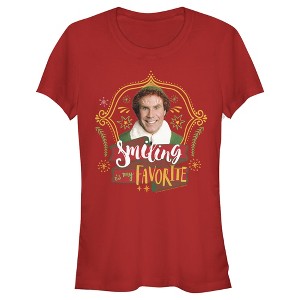Juniors Womens Elf Buddy Smiling is My Favorite T-Shirt - 1 of 3