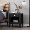 GlasFlength Nightstands Nightstand Modern Bedside Table with Storage Drawer and Open Wood Shelf for Room Modern, Black, 21"*19"*24.4" - 3 of 4