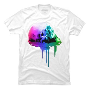 Men's Design By Humans Melting Skull with Vibrant Colors By robotface T-Shirt - 1 of 4