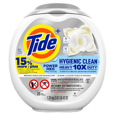 Tide Hygienic Clean Heavy 10x Duty Power Pods for Visible and Invisible Dirt Laundry Detergent - Original Unscented - 25ct