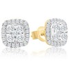 Pompeii3 1Ct T.W. Pave Diamond Cushion Halo Studs 10k Yellow Gold Lab Created Earrings - 2 of 4