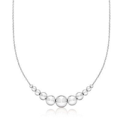 Ross-Simons Italian Sterling Silver Graduated Bead Cable-Chain Necklace Size 18