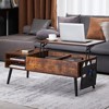 VEVOR Lift Top Coffee Table, 39.4 in Rectangle Coffee Table with Extra Storage Pockets, Pop Up Coffee Table for Living Room, Brown - 2 of 4
