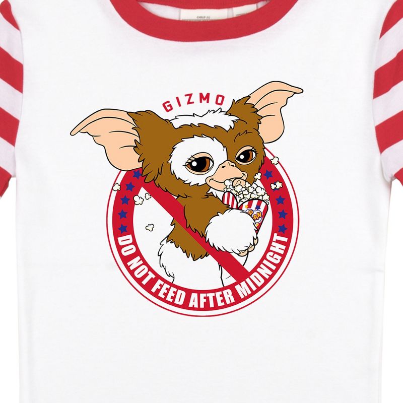 Gremlins Gizmo Do Not Feed After Midnight Boy's Red & White Striped Sleep Set, 4 of 5