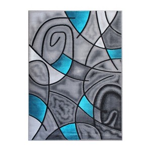 Emma and Oliver Contemporary Abstract Geometric Olefin Accent Rug in Gradient Shades with Natural Jute Backing - 1 of 4