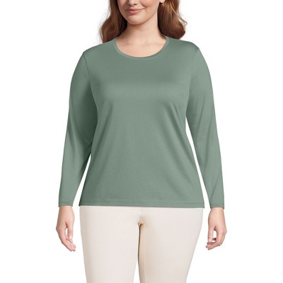 Lands' End Women's Relaxed Supima Cotton Long Sleeve Crew Neck T-Shirt