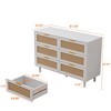 CAVINAS 51.18" 6-Drawer Dresser,Rattan MDF Chest of Drawers with Spacious Storage Space for Bedroom and Entryway,2 Columns,3 Rows - 3 of 4