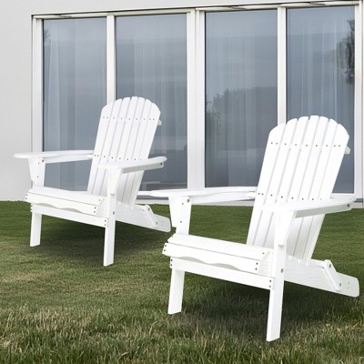 Maggift Patio Accent Chairs 2PCS, Folding Adirondack Chair, Wooden Decorative Lounge Furniture for Patio, Yard, White, 19.5"*31"*36"
