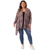 Agnes Orinda Women's Plus Size Lightweight Long Sleeve Open Front Knit Stripe Sweaters Cardigans - 3 of 4