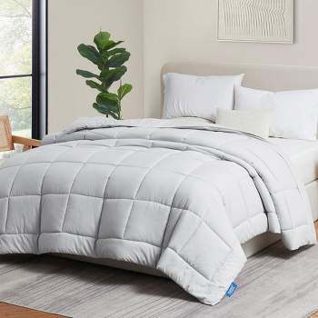 Nestl Premium Quilted Down Alternative Comforter Duvet Insert with Corner Tabs, Oversized King, Light Gray