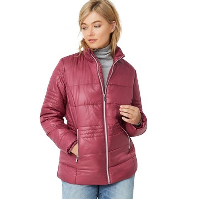 ellos Plus Size Short Puffer Zip Front Jacket