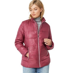 ellos Plus Size Short Puffer Zip Front Jacket - 1 of 4