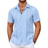 COOFANDY Men's Cuban Guayabera Shirt Summer Beach Vacation Shirt Casual Short Sleeve Button Down Resort Wear - 2 of 4