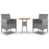 vidaXL 3 Piece Patio Dining Set Poly Rattan Gray - 2 of 4