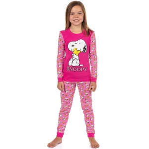 Peanuts Snoopy and Woodstock Pajamas Girls' Friend Hug Tight Fit Sleep Set - 1 of 4