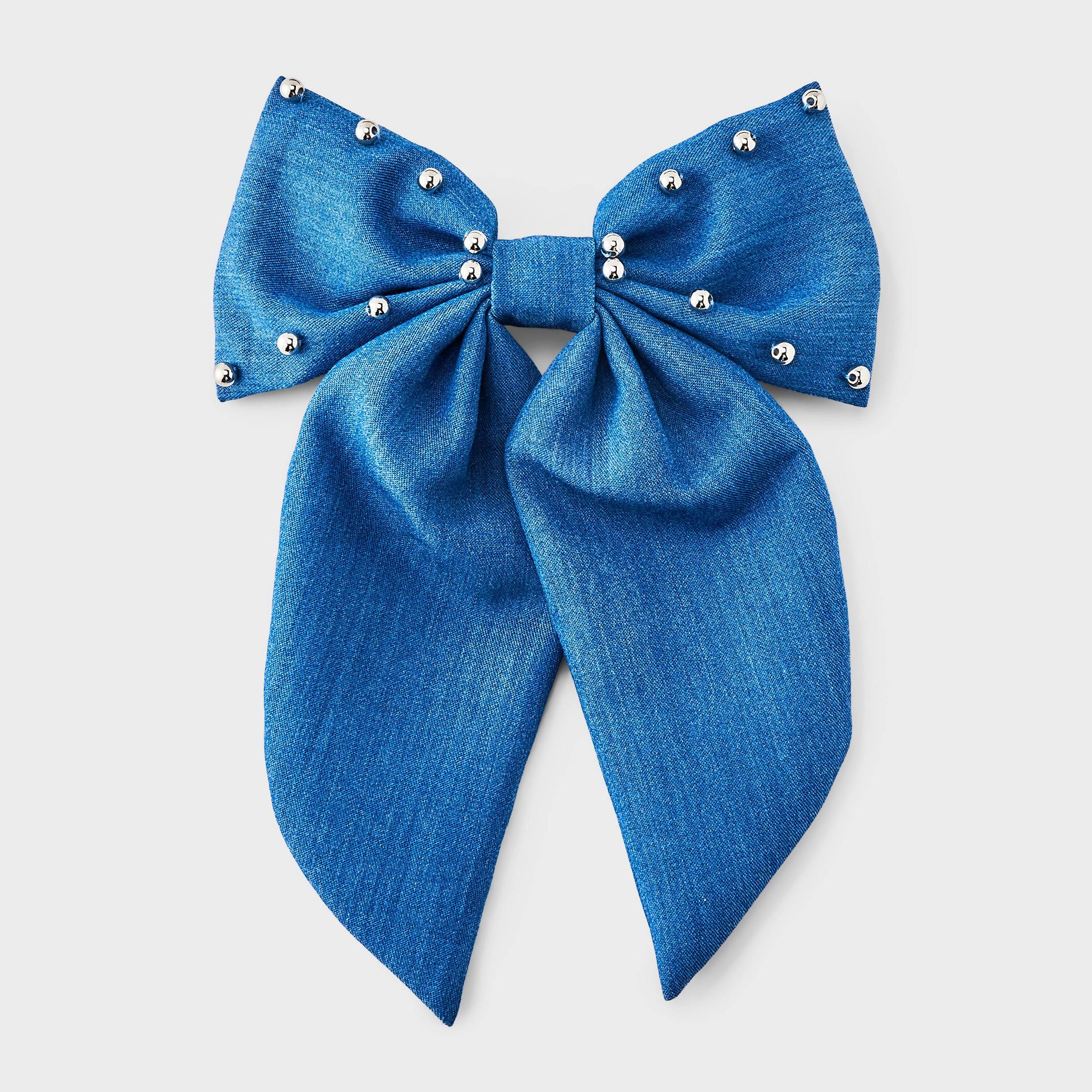 Girls' Studded Denim Bow Hair Barrette Blue - Cat & Jack™