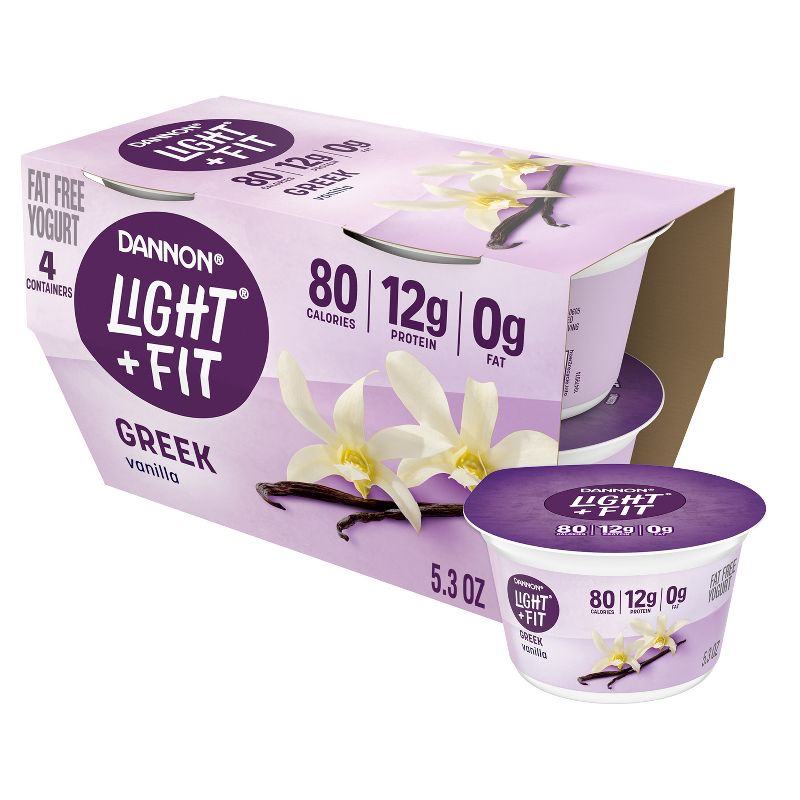Light + Fit Nonfat Gluten-Free Vanilla Greek Yogurt - 4ct/5.3oz Cups, 1 of 10