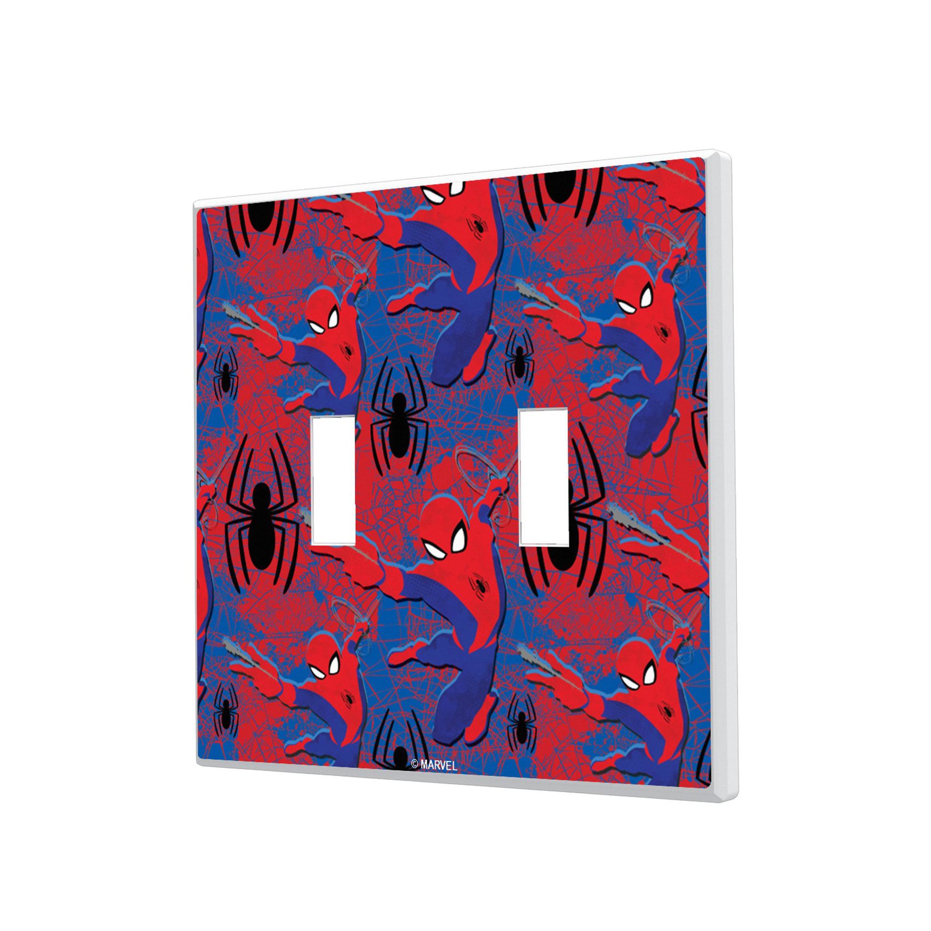 Marvel Spider-Man Pattern Hidden-Screw Light Switch Plate for Double Toggle