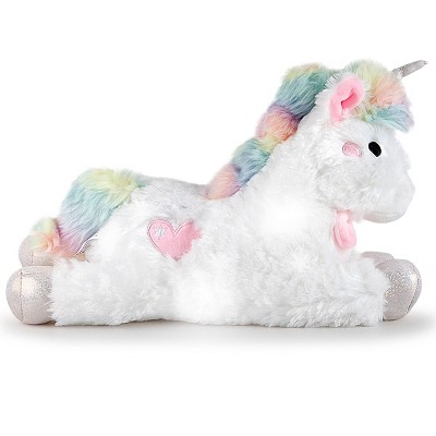 White Plush Unicorn with LED Lights and Sound 16"
