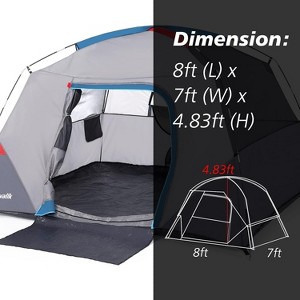 Acekool 4 Person Camping Tent, Easy Set Up Dome Tent with Rainfly, Mesh Door, Portable Waterproof Family Tent for Hiking & Travel, Blue - 1 of 4