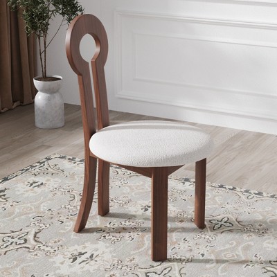 WJSHome Sheep Plush Upholstery Dining Chairs Set of 2, Rubberwood Dining Chairs, Retro Key Shape Design for Kitchen and Restaurant