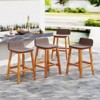 Tangkula Solid Acacia Wood Bar Stools Set of 4 Rattan Bar Height Patio Chairs for Porch - 2 of 4