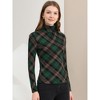 Allegra K Women's Turtleneck Long Sleeve Stretch Slim Plaid Casual Blouse - 2 of 4