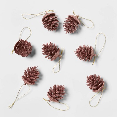 8ct Glittered Pinecone Christmas Tree Ornament Set - Wondershop™