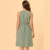 Allegra K Women's Floral Split Neck Drawstring Waist Sleeveless A-Line Summer Midi Dress - 4 of 4