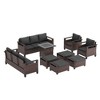 Sonkuki 9 Pieces Patio Sofa with Square Fire Pit Table and Ottomans, Patio Conversation Couch with Cushion - 2 of 4