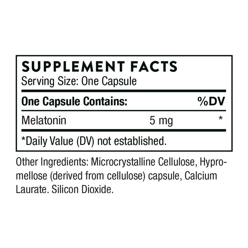 Thorne Melaton-5 - 5mg Melatonin - Supports Circadian Rhythms, Restful Sleep, and Relaxation - Gluten-Free, Soy-Free,Dairy-Free - 60 Capsules, 2 of 8