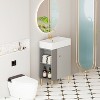 Bencmate Bathroom Storage Cabinets, Open-shelving Bathroom Vanity with Ceramic Sink and Soft-Closing Door, Cloakroom Open Shelf Storage Cabinet on the - 3 of 4