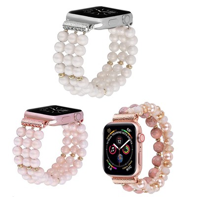 for Apple Watch Band, Pearl Bracelet Elastic Stretch Replacement Women  Girls iWatch Bands Strap for Apple Watch Series SE 8 7 6 5 4 3 2 1  42/44/45mm - Pink 