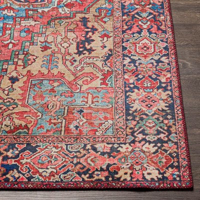 Manche Bright Red and Navy Polypropylene Runner Rug 2'6" x 7'6"