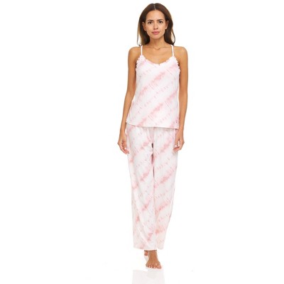 Bearpaw Women's Lettuce Edge Tank Top and Sleepwear Pants, 2-Piece Sleep  and Lounge Pajama Set, Pink Multi, Medium