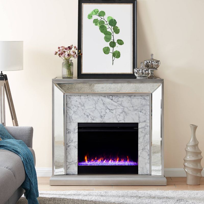 Tynchel Mirrored Faux Marble Fireplace - Aiden Lane, 3 of 19