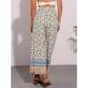 INSPIRE CHIC Women's Boho Pockets Floral Beach Elastic Waist Palazzo Wide Leg Trouser Pants - 3 of 4