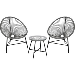 3-Piece Outdoor Bistro Set – Acapulco PE Rope Chairs & Tempered Glass Table, All-Weather for Patio, Poolside, Balcony - 1 of 4